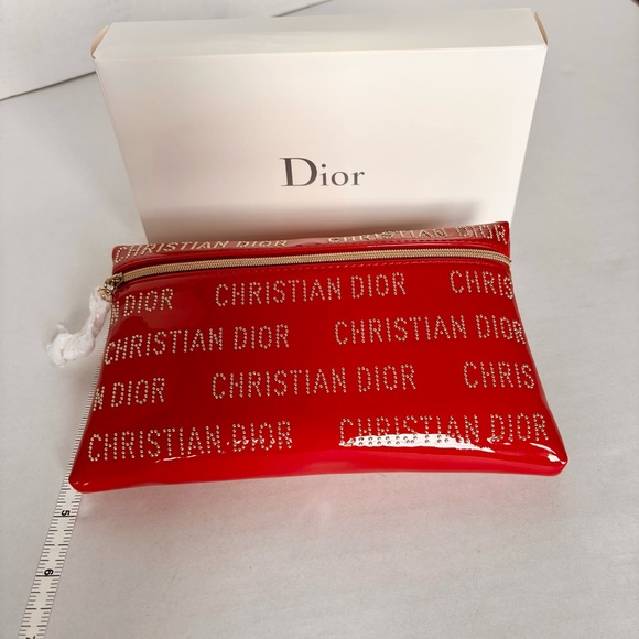 Dior Beauty Makeup pouch with Zipper, Christian Dior in Silver Rivets, shiny Red - Picture 4 of 4